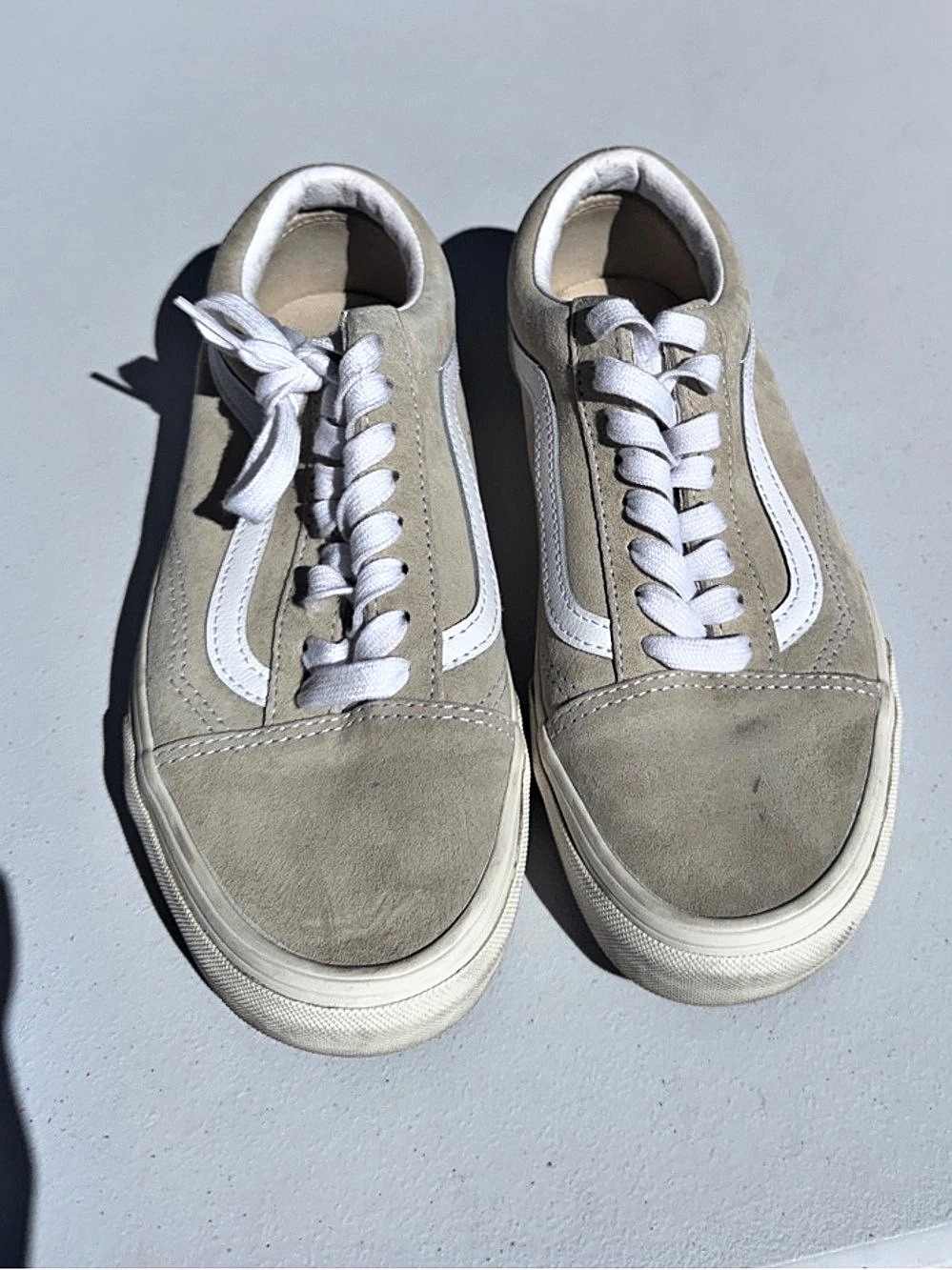 Vans Old Skool Suede canvas Sneakers Beige & White (8.5W/7M)